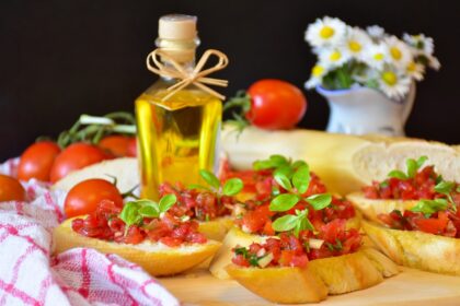 Bruschette pomodoro e basilico